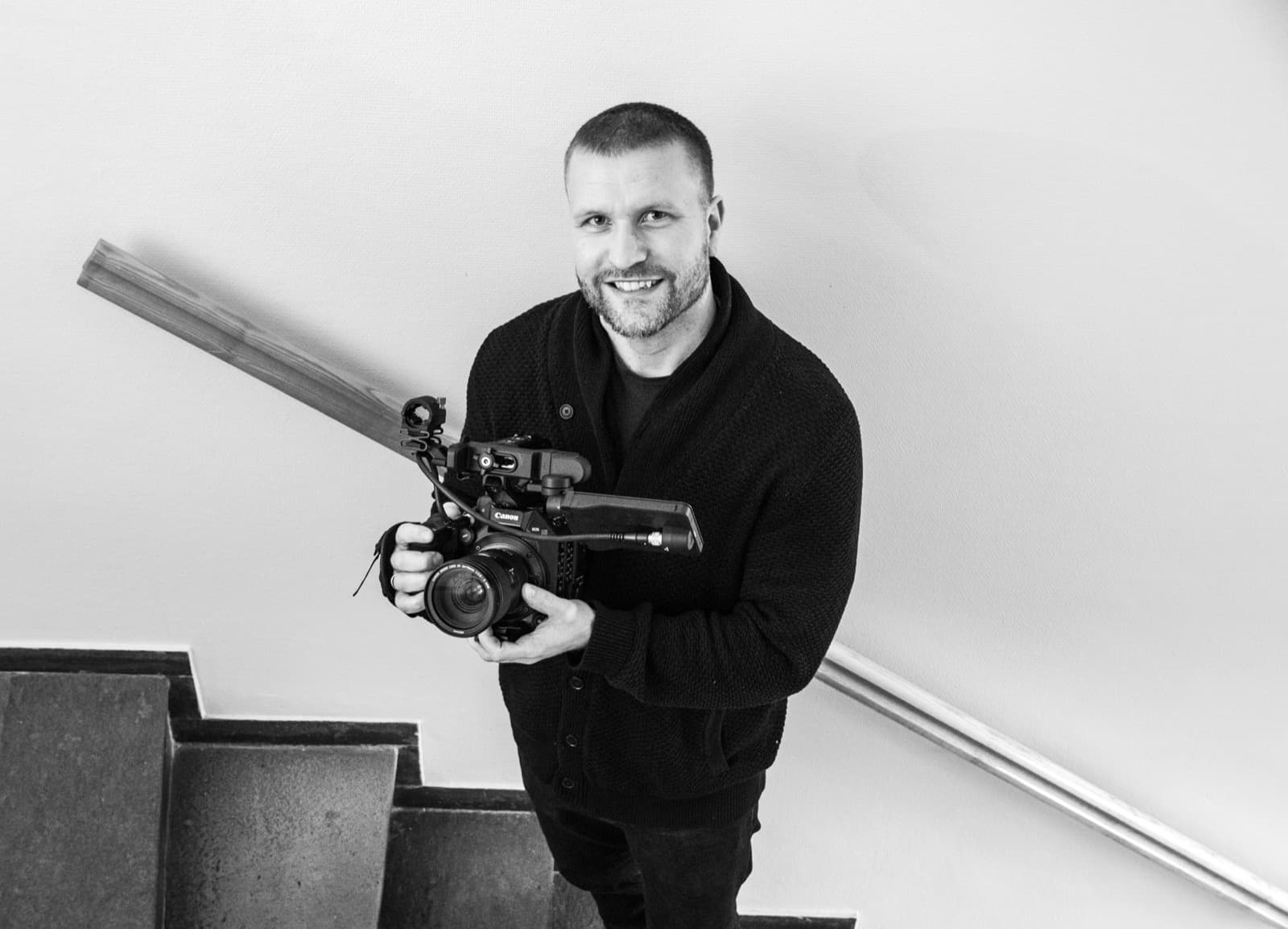 Espen working with a film camera